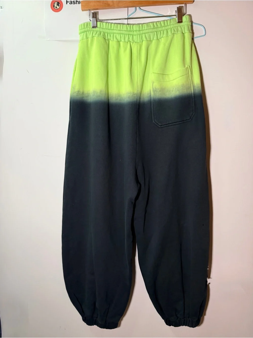 LUU DAN Green/Black Gradient Logo Sweatpants Drawstring Elastic Waist Pockets S